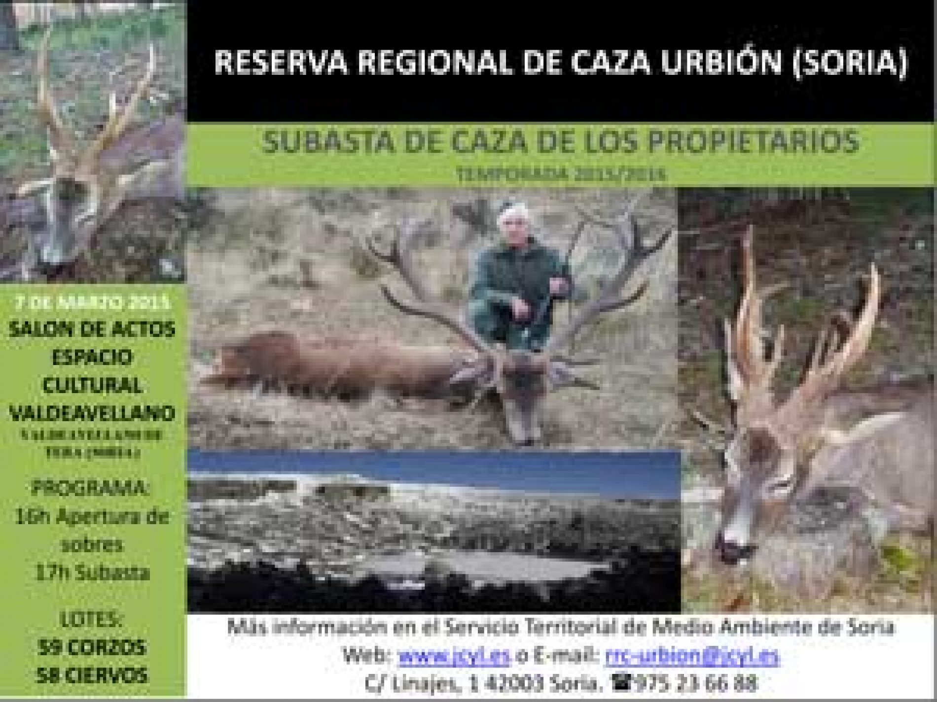 Subasta de 117 piezas de caza en la Reserva de Caza de Urbión